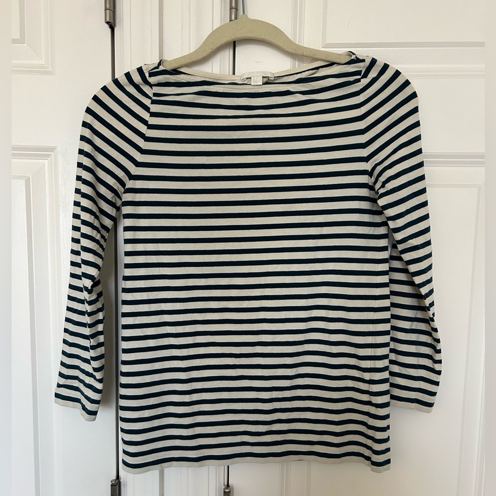 COS Boatneck Striped 3/4 Sleeved Top